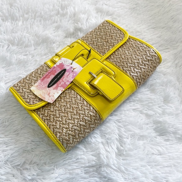 Chinese Laundry Yellow & Tan Clutch NWT - Picture 1 of 7